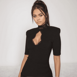 Noir Celeste Cut-Out Lace Mini Dress