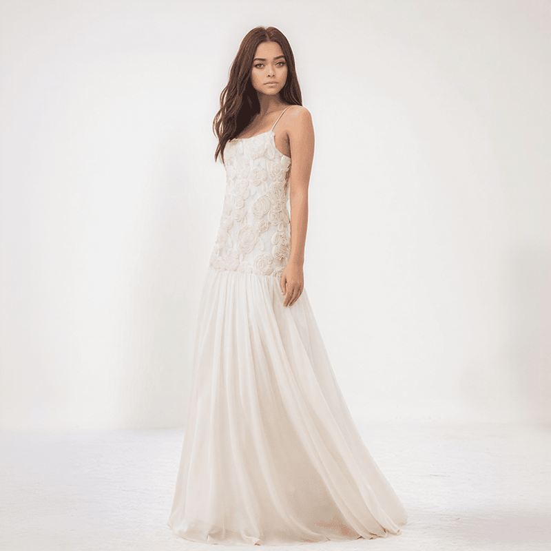 Amara 3D Floral Chiffon Maxi Dress