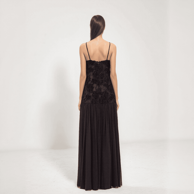Amara 3D Floral Chiffon Maxi Dress
