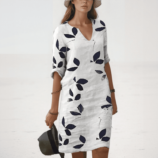 Solene Leaf Print Shirt Dress