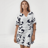 Solene Leaf Print Shirt Dress
