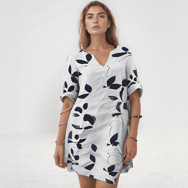 Solene Leaf Print Shirt Dress