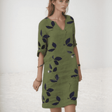 Solene Leaf Print Shirt Dress